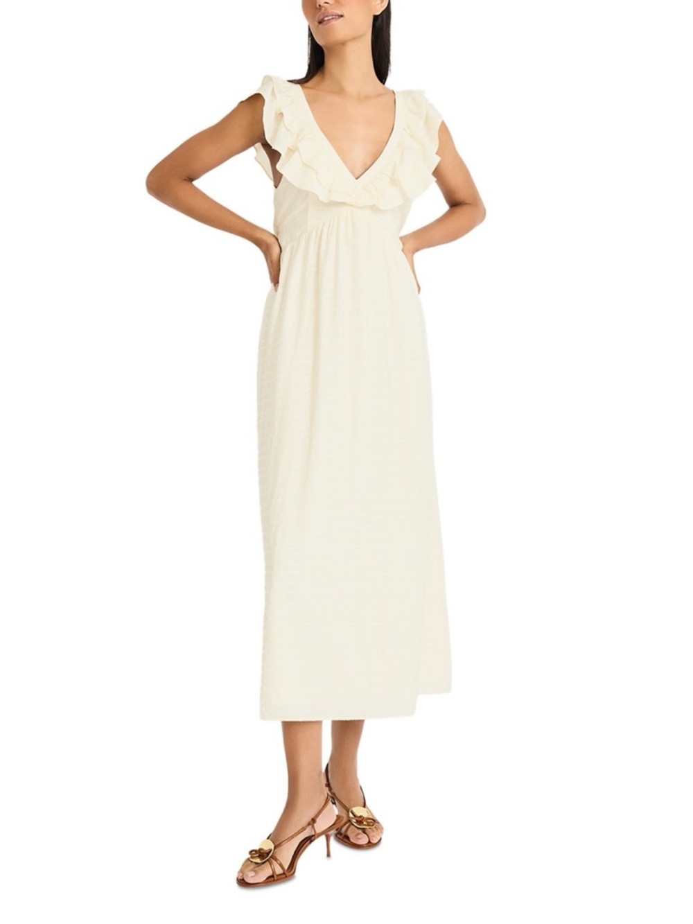 Whimsy ruffled dress in ivory. Size small.